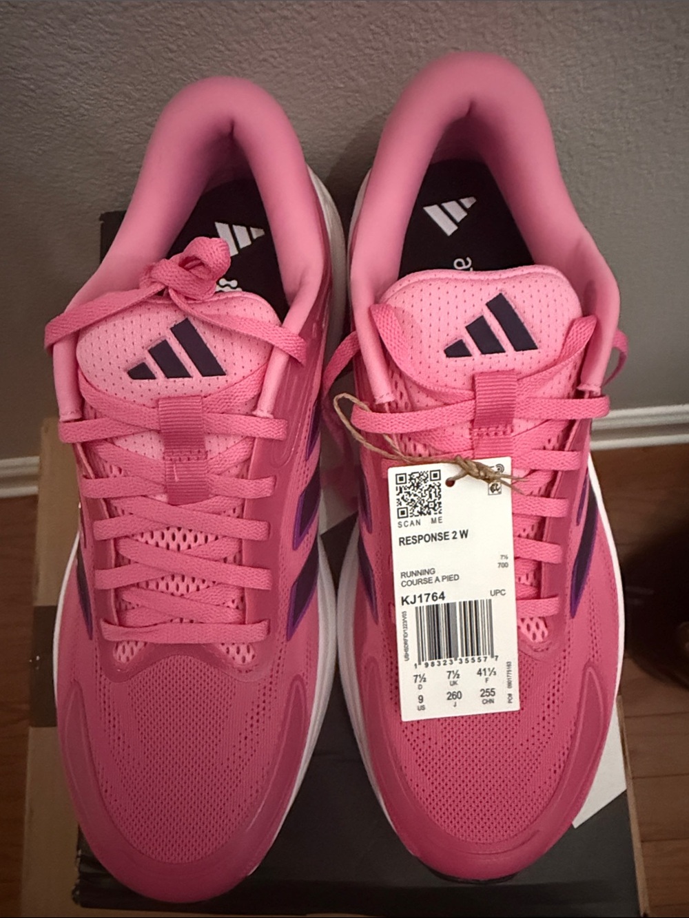 adidas Women's Pink Running Shoes with Purple Stripes - Picture 5 of 5